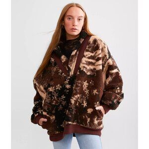 Free People Rosie Oversized Sherpa Pullover Cozy Rose Bleached Size Medium